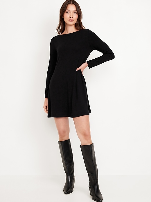 Image number 1 showing, Long-Sleeve Mini Swing Dress