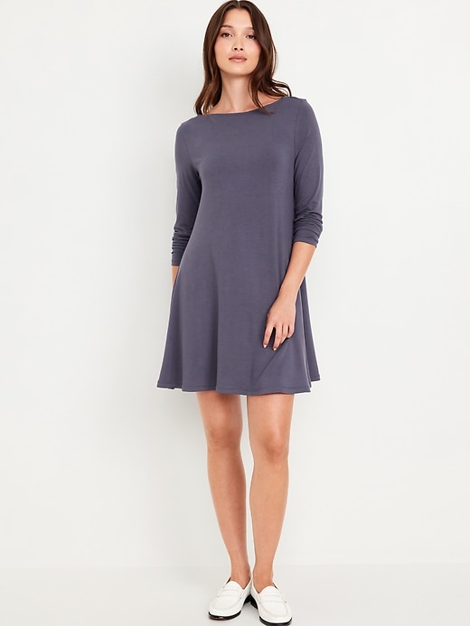 Image number 1 showing, Long-Sleeve Mini Swing Dress