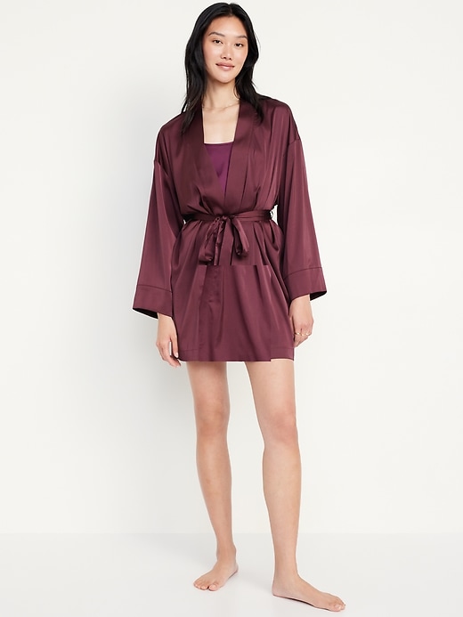 Image number 1 showing, Satin Pajama Robe