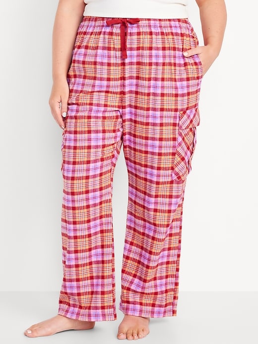 Image number 7 showing, High-Waisted Flannel Cargo Pants