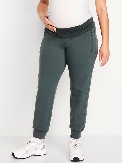 Image number 1 showing, Maternity Dynamic Fleece Rollover Waist Joggers