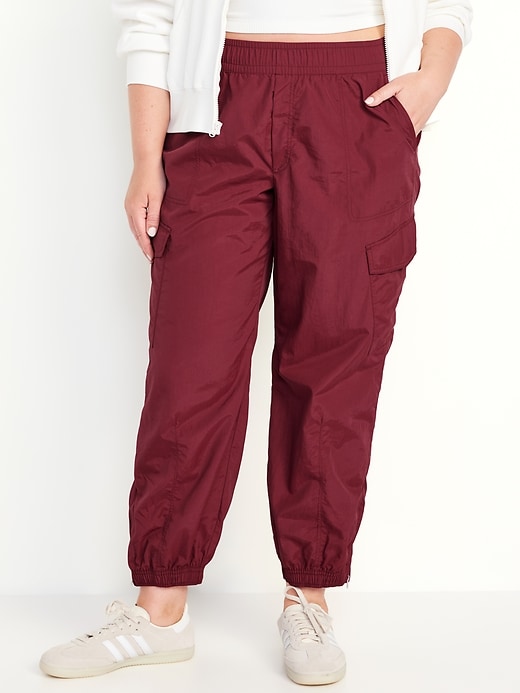 Image number 6 showing, High-Waisted Ankle-Zip Cargo Joggers