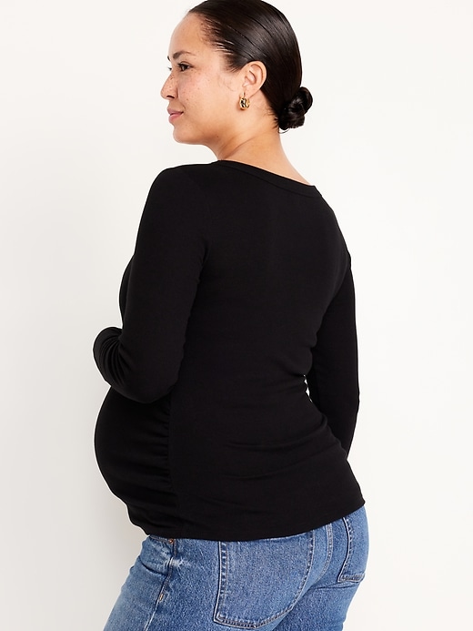 Image number 7 showing, Maternity Long-Sleeve Ribbed T-Shirt