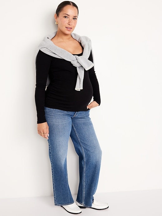 Image number 8 showing, Maternity Long-Sleeve Ribbed T-Shirt