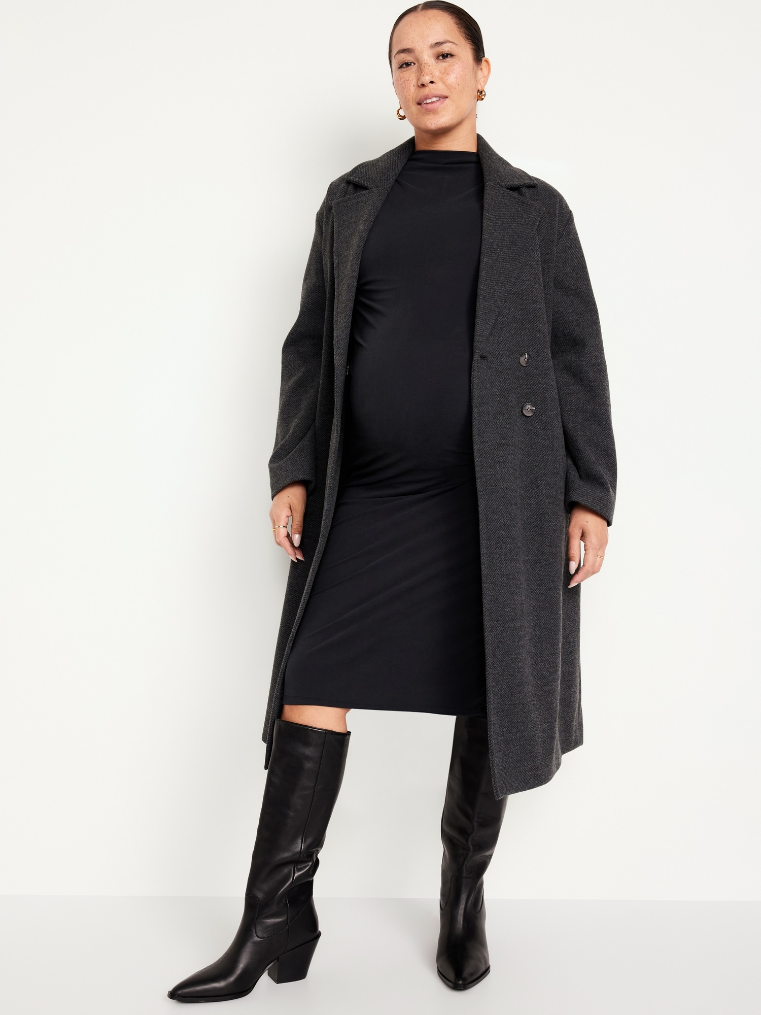 Maternity Mock Neck Midi Dress