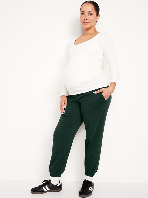 Image number 3 showing, Maternity Rollover-Waist Jogger Sweatpants