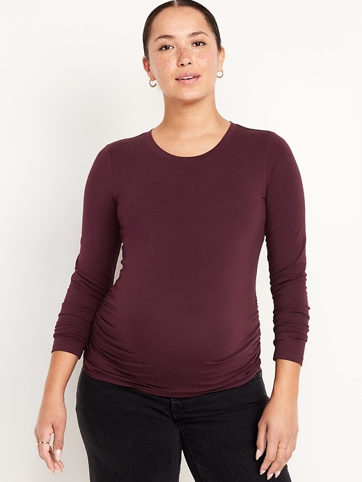 Image number 1 showing, Maternity Long-Sleeve Crew-Neck T-Shirt