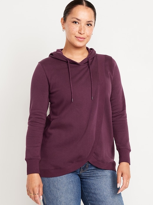 Image number 1 showing, Maternity Cross-Front Nursing Pullover Hoodie