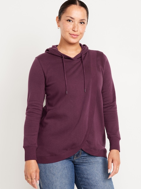 Maternity Cross-Front Nursing Pullover Hoodie