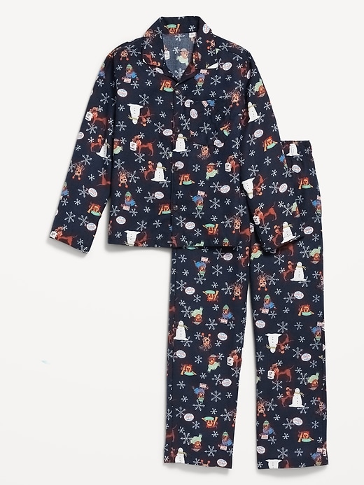 View large product image 2 of 3. Gender-Neutral Printed Button-Front Pajama Set for Kids