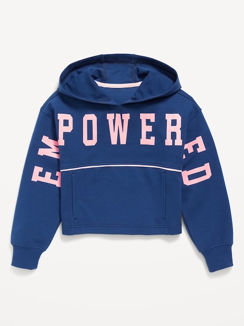 Dynamic Fleece Cropped Graphic Hoodie for Girls