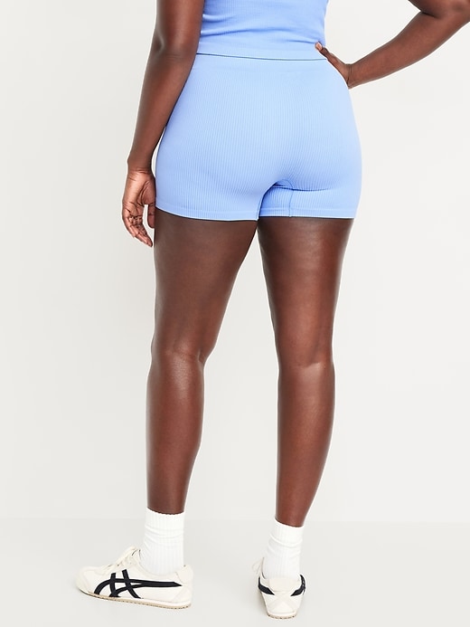 Image number 6 showing, Extra High-Waisted Seamless Ribbed Biker Shorts -- 4-inch inseam