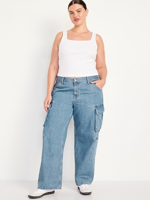 Image number 6 showing, Mid-Rise Baggy Wide-Leg Cargo Jeans