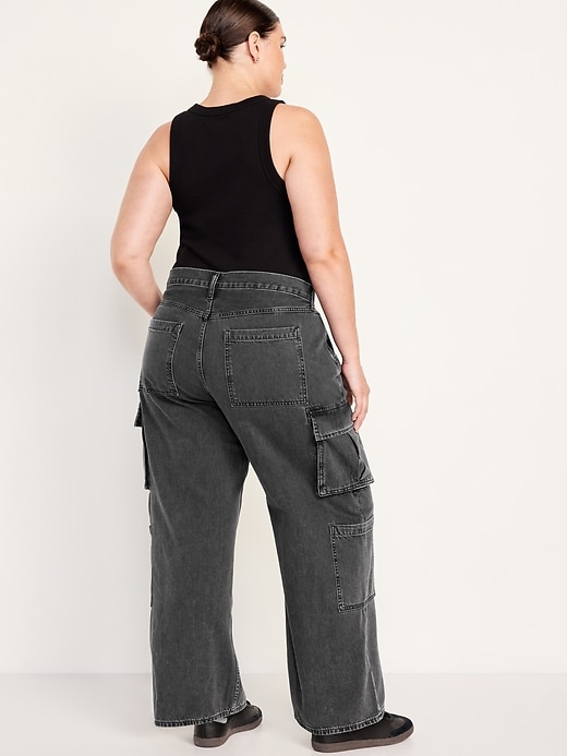 Image number 8 showing, Mid-Rise Baggy Wide-Leg Cargo Jeans