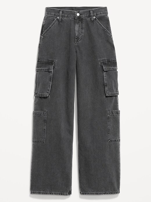 Mid-Rise Baggy Wide-Leg Cargo Jeans | Old Navy