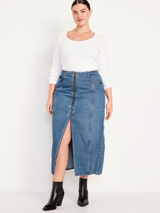 Image number 7 showing, Mid-Rise Jean Maxi Skirt