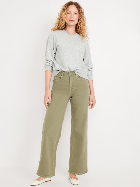 Jean à jambe large et taille très haute pour Femme