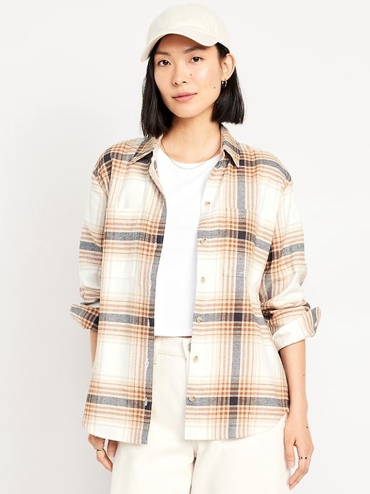 Image number 1 showing, Flannel Boyfriend Button-Down Shirt