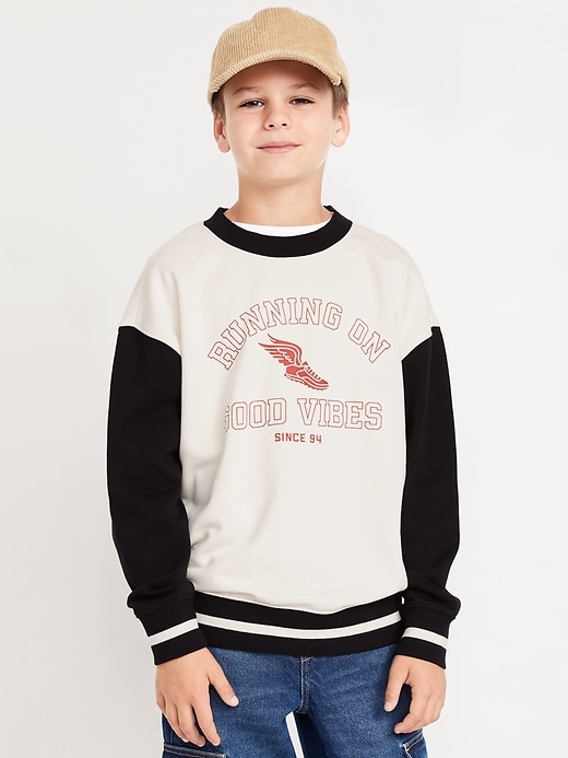 View large product image 1 of 4. Oversized Long-Sleeve Crew-Neck Sweatshirt for Boys