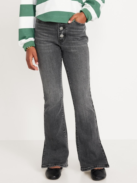 High-Waisted Button-Fly Flare Jeans for Girls