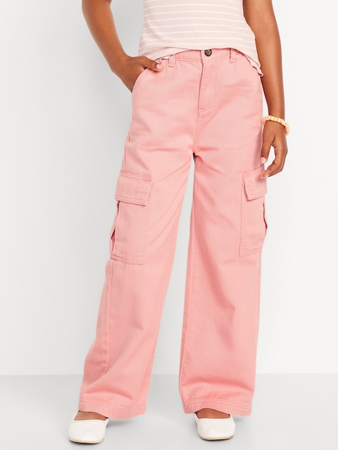Baggy Cargo Pants for Girls - Pink