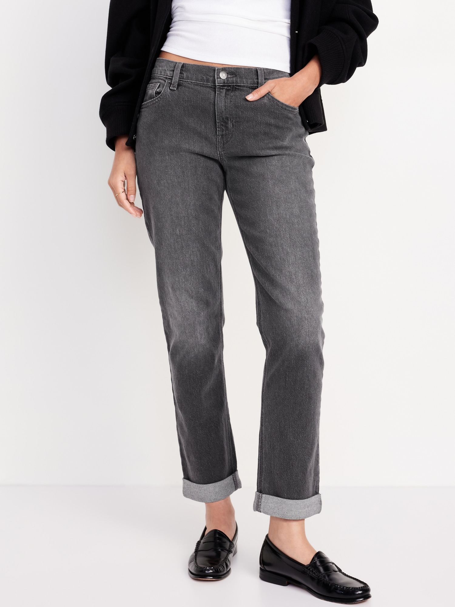 Mid-Rise Wow Boyfriend Straight Jeans