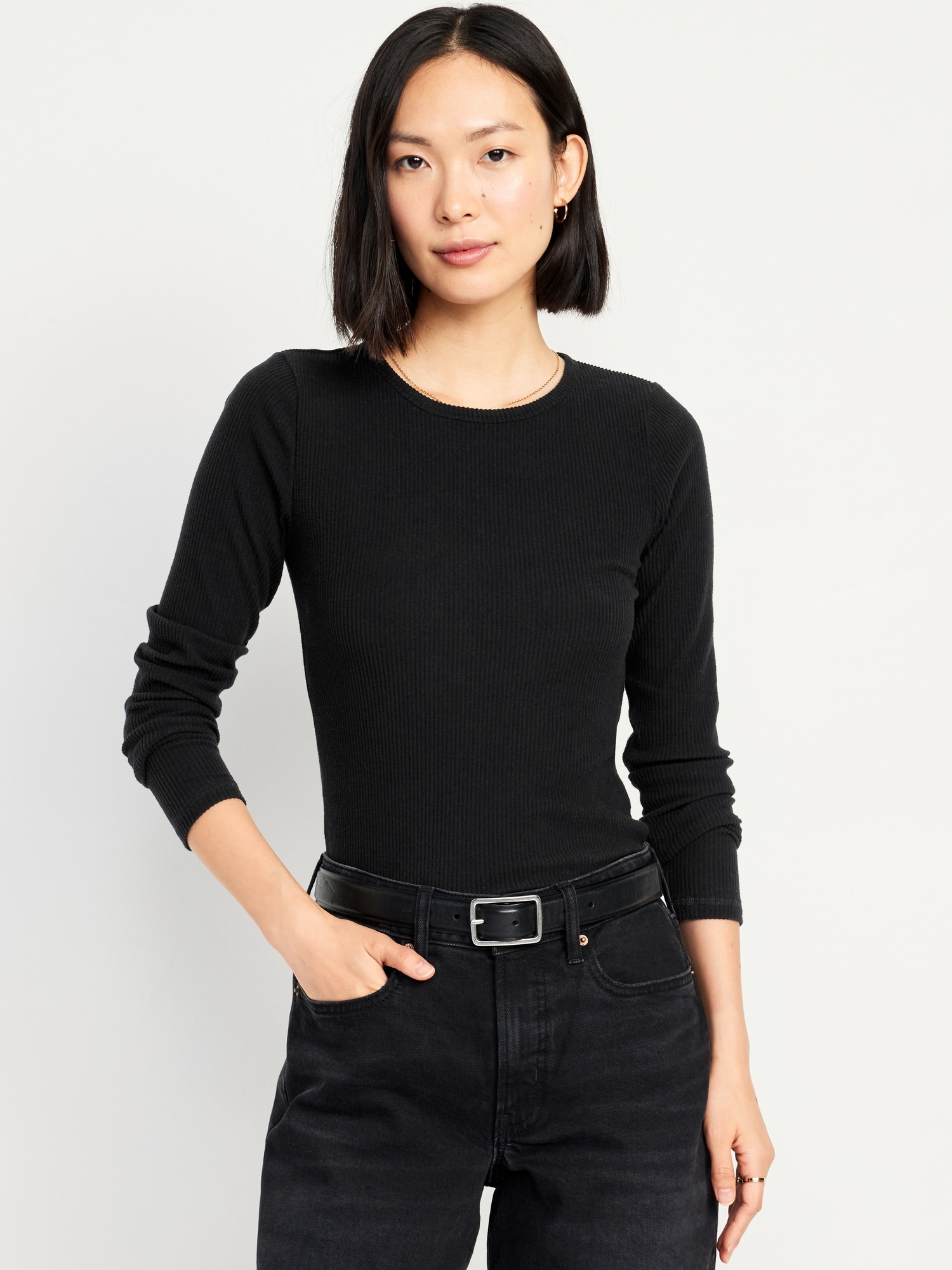 Plush-Knit Long-Sleeve T-Shirt