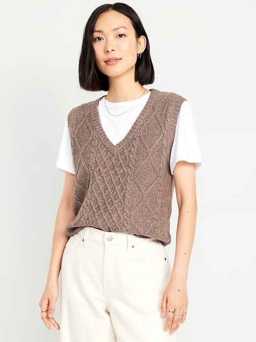 Image number 1 showing, SoSoft Cable-Knit Vest