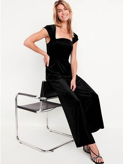 Image number 3 showing, Fit & Flare Velvet Jumpsuit