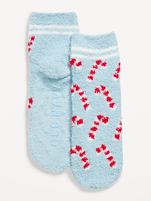 Gender-Neutral Cozy Socks for Kids - Candy Cane Print