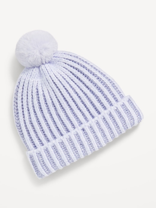 Voir une image plus grande du produit 1 de 1. Bonnet à pompon brillant pour toute-petite fille