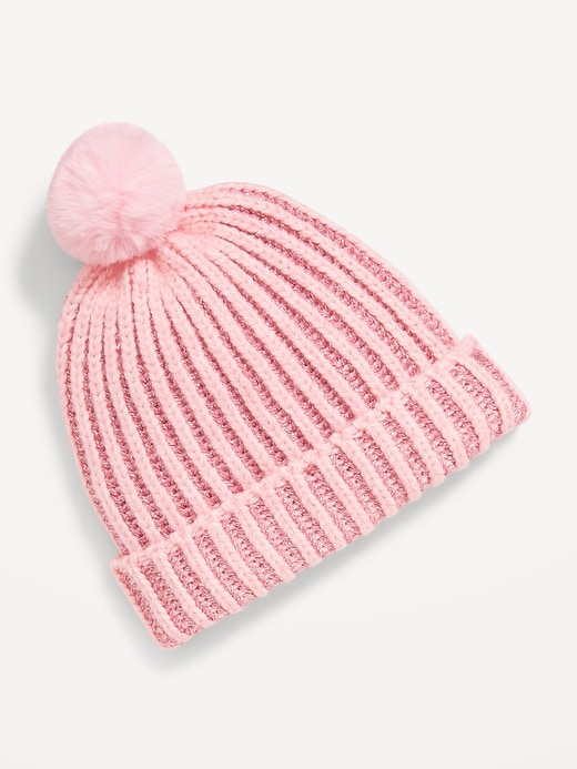 View large product image 1 of 1. Shiny Pom-Pom Beanie for Toddler Girls