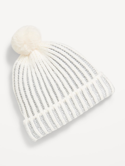 View large product image 1 of 1. Shiny Pom-Pom Beanie for Toddler Girls