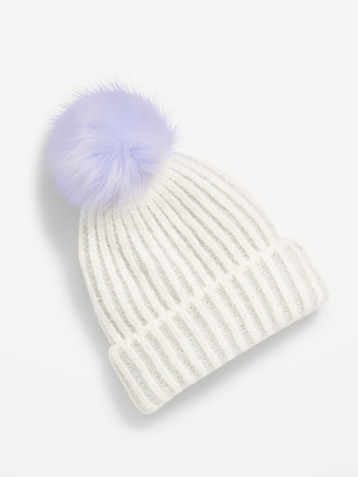 View large product image 1 of 1. Shiny Pom-Pom Beanie for Girls