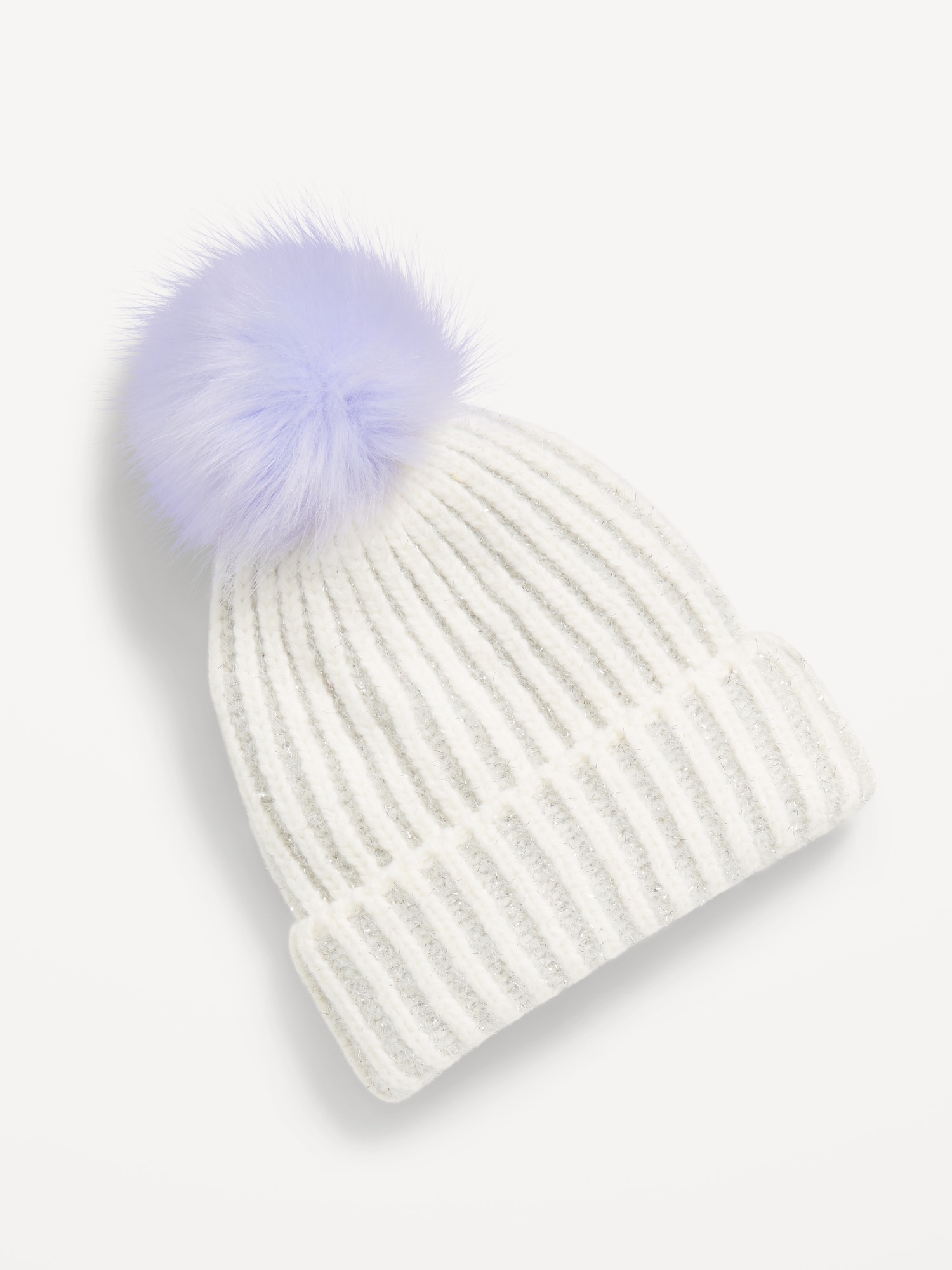 Shiny Pom-Pom Beanie for Girls