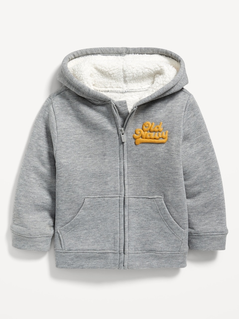 Logo-Graphic Sherpa-Lined Zip-Front Hoodie for Toddler Boys