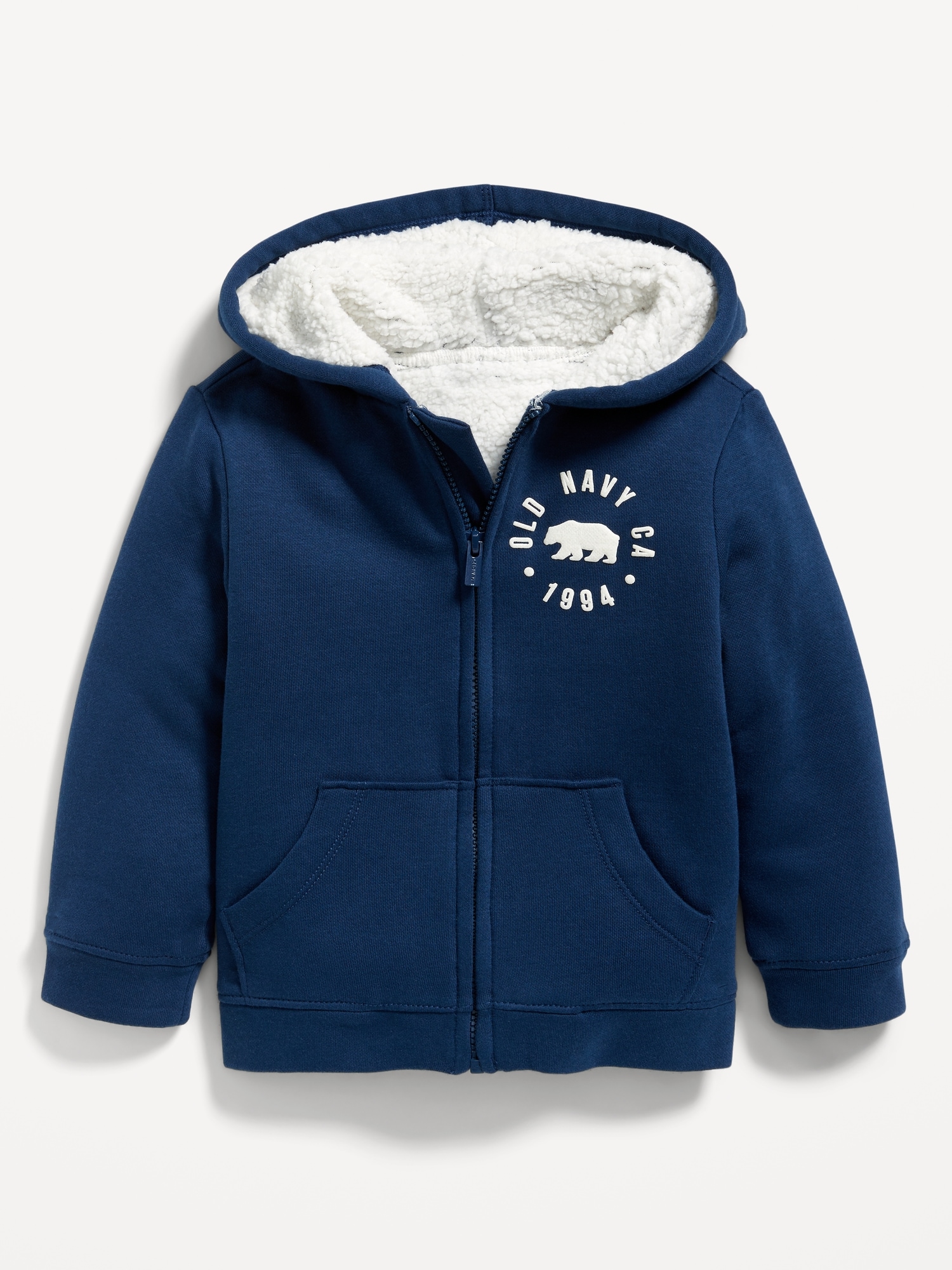 Logo-Graphic Sherpa-Lined Zip-Front Hoodie for Toddler Boys