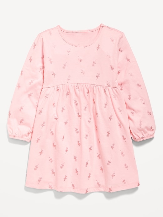 View large product image 1 of 1. Printed Jersey-Knit Long-Sleeve Dress for Toddler Girls