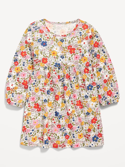 Printed Jersey-Knit Long-Sleeve Dress for Toddler Girls