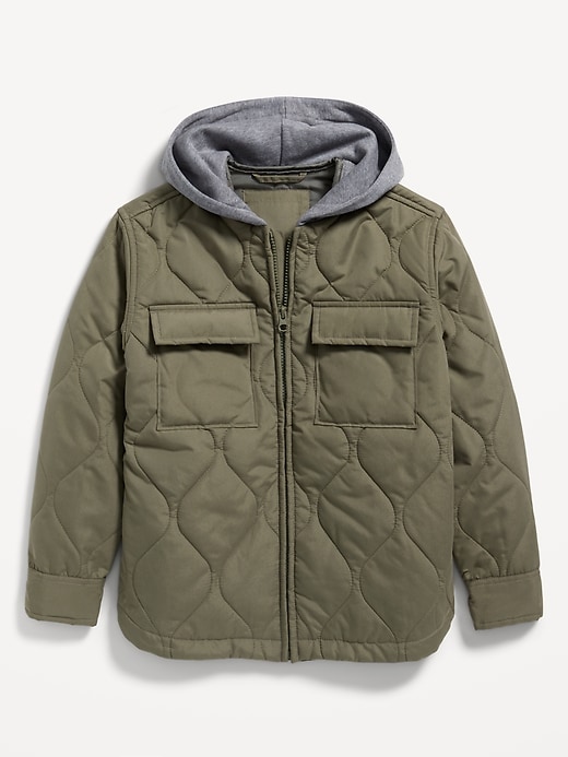 View large product image 2 of 3. Quilted Hooded Shacket for Boys