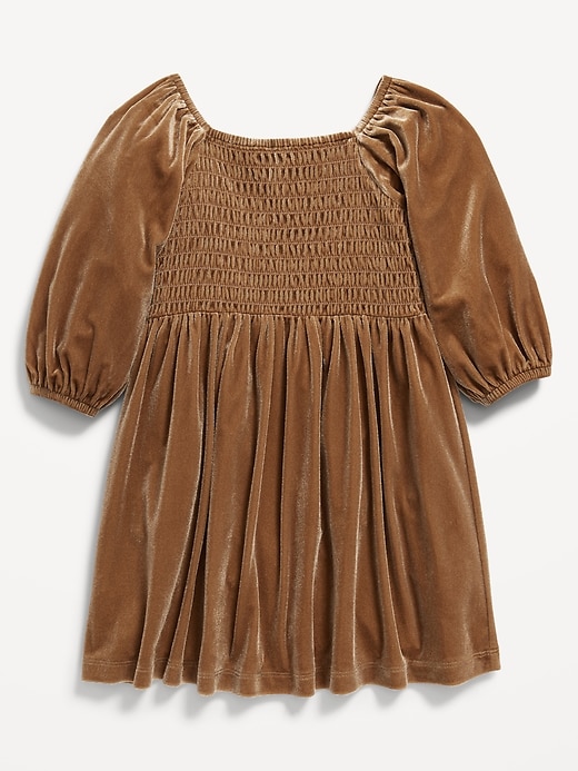 Voir une image plus grande du produit 1 de 1. Robe en velours à smocks pour toute-petite fille