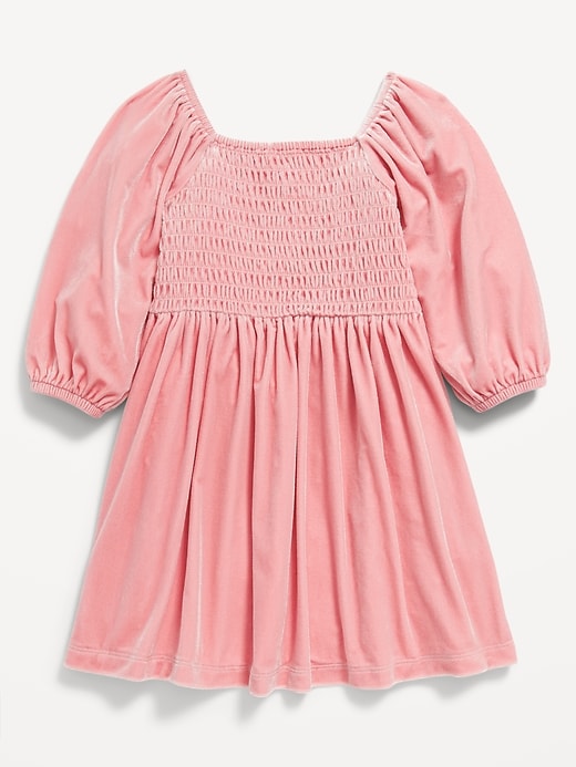 L'image numéro 3 présente Robe en velours à smocks pour toute-petite fille