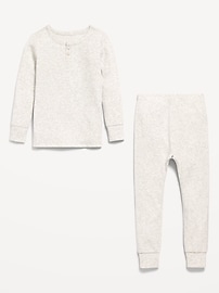 Voir une image plus grande du produit 3 de 3. Pyjama henley côtelé à coupe ajustée pour tout-petit et bébé