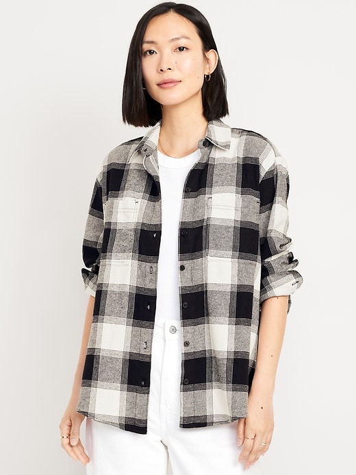 Image number 1 showing, Flannel Boyfriend Button-Down Shirt