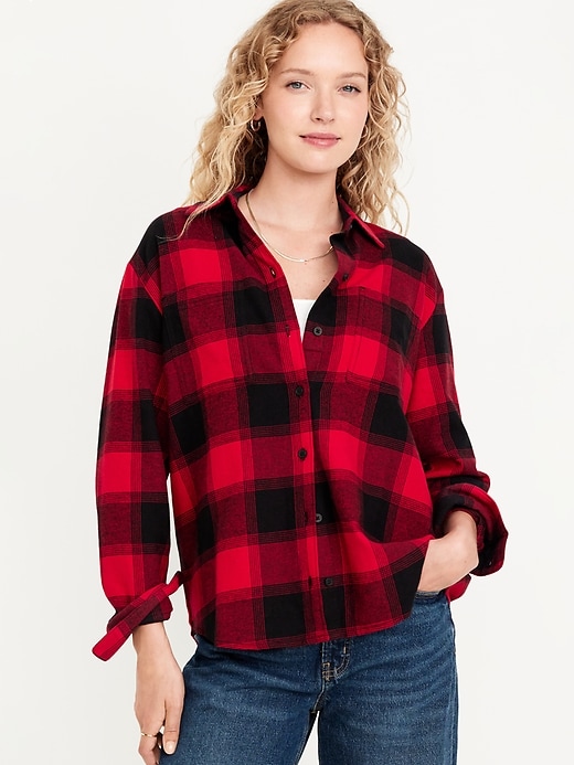 Image number 1 showing, Flannel Boyfriend Button-Down Shirt