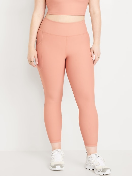 Image number 4 showing, High-Waisted PowerSoft Ribbed Leggings