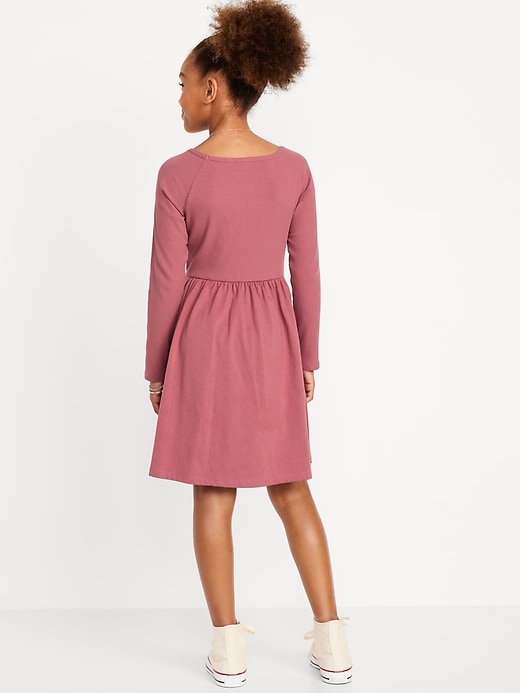 View large product image 2 of 4. Long-Sleeve Square-Neck Fit and Flare Dress for Girls