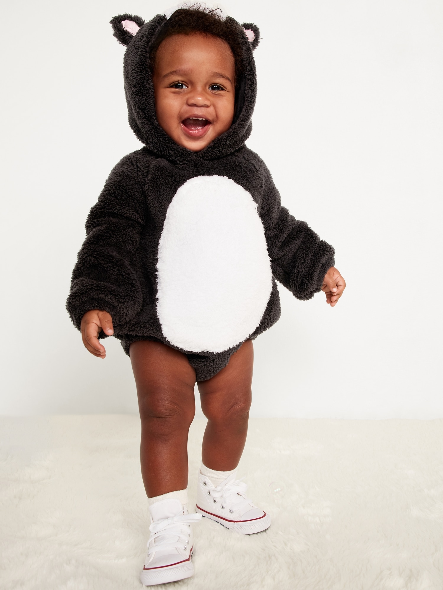 Critter Hooded Sherpa One-Piece Romper for Baby