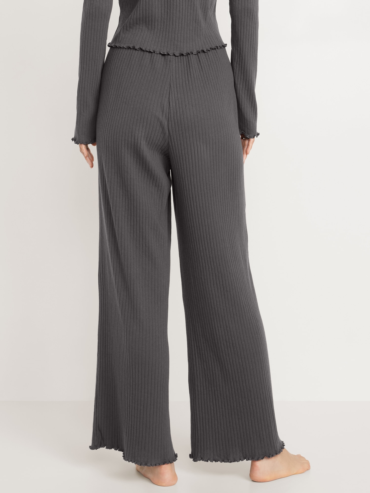 High-Waisted Ribbed Pajama Pants