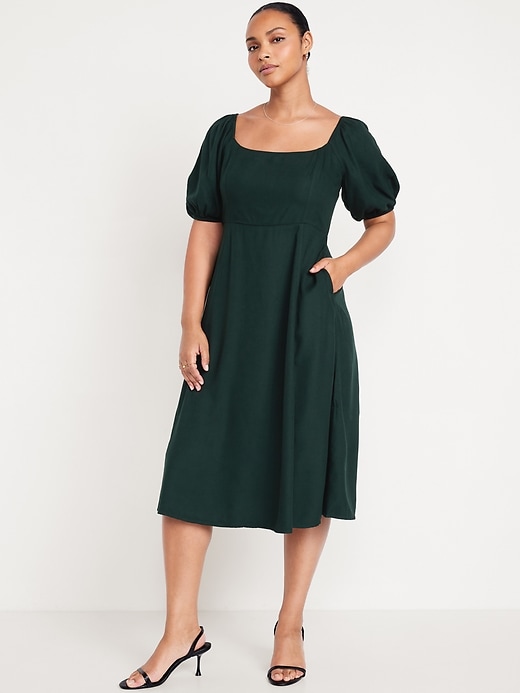 Image number 4 showing, Fit and Flare Crepe Midi Dress